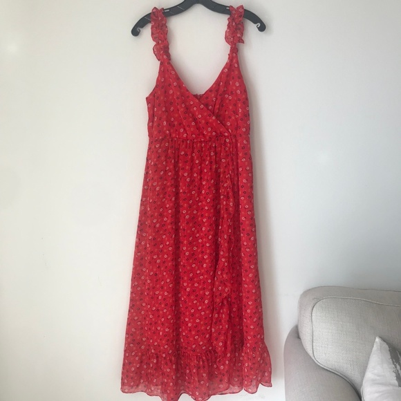 Madewell Prairie Posies Metallic Ruffle Wrap Dress - Picture 5 of 7